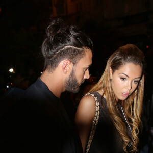 Nabilla Benattia et son petit ami Thomas Vergara - People à la sortie de la boite de nuit "Cosy Box" à Cannes, le 17 mai 2014.