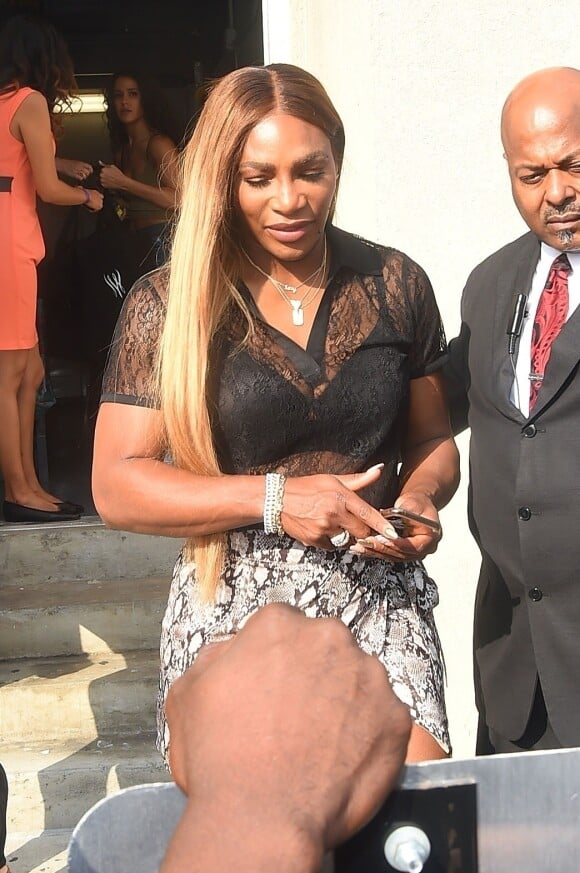 Serena Williams à la sortie du défilé Prêt à porter Serena Williams Printemps/Eté 2020 lors de la Fashion Week de New York le 10 septembre 2019.