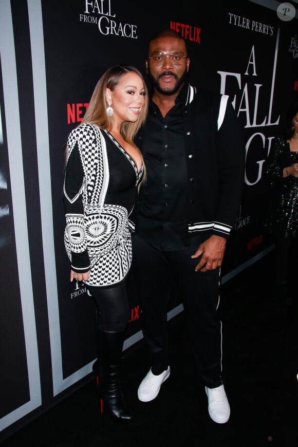 Mariah Carey, Tyler Perry - Première du film "A Fall From Grace" au cinéma Metrograph à New York City. Le 13 janvier 2020.