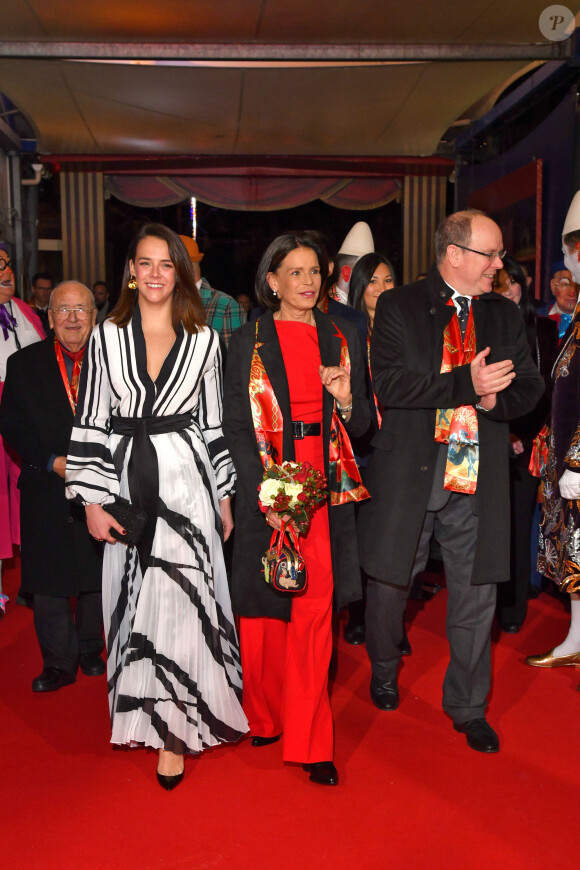 Pauline Ducruet, la princesse Stéphanie de Monaco et le prince Albert II de Monaco durant la soirée d'ouverture du 44e Festival International du Cirque de Monte-Carlo à Monaco le 16 janvier 2020. Le Festival se déroule sous le chapiteau de Fontvieille du 16 au 26 janvier 2020. © Bruno Bebert/Bestimage