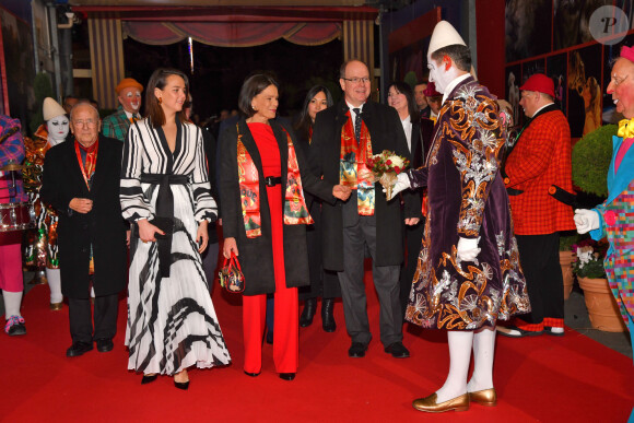 Pauline Ducruet, la princesse Stéphanie de Monaco et le prince Albert II de Monaco durant la soirée d'ouverture du 44eme Festival International du Cirque de Monte-Carlo à Monaco le 16 janvier 2020. Le Festival se déroule sous le chapiteau de Fontvieille du 16 au 26 janvier 2020. © Bruno Bebert/Bestimage