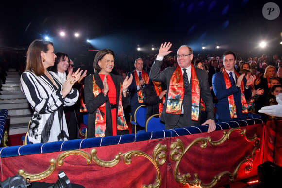 Pauline Ducruet, la princesse Stéphanie de Monaco, le prince Albert II de Monaco et Louis Ducruet durant la soirée d'ouverture du 44eme Festival International du Cirque de Monte-Carlo à Monaco le 16 janvier 2020. Le Festival se déroule sous le chapiteau de Fontvieille du 16 au 26 janvier 2020. © Bruno Bebert/Bestimage