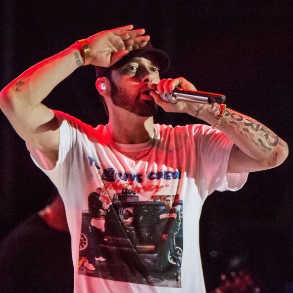 Eminem en concert lors du festival "Bonnaroo Music and Arts" à Manchester, le 17 juin 2018.