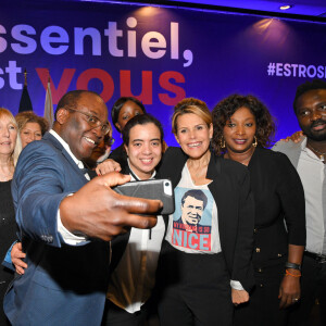 Laura Tenoudji Estrosi durant la première réunion publique au Palais Acropolis à Nice le 19 janvier 2020 dans le cadre des prochaines élections municipales le 15 et le 22 mars. Laura Tenoudji Estrosi portait un T shirt avec un portrait imprimé de son mari Christian Estrosi, le maire de Nice, avec comme slogan : "My Husband is so Nice". © Bruno Bebert/Bestimage