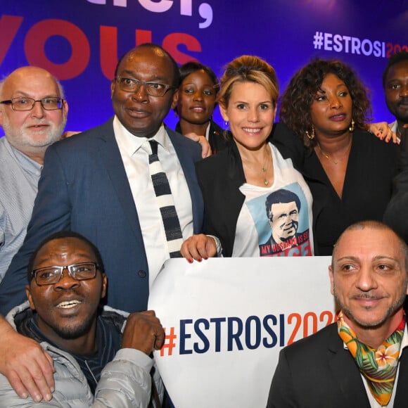 Laura Tenoudji Estrosi durant la première réunion publique au Palais Acropolis à Nice le 19 janvier 2020 dans le cadre des prochaines élections municipales le 15 et le 22 mars. Laura Tenoudji Estrosi portait un T shirt avec un portrait imprimé de son mari Christian Estrosi, le maire de Nice, avec comme slogan : "My Husband is so Nice". © Bruno Bebert/Bestimage