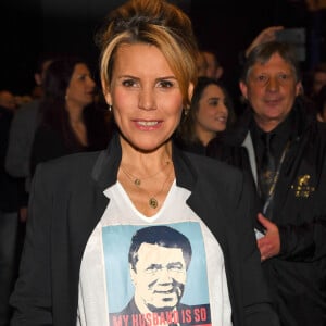 Laura Tenoudji Estrosi durant la première réunion publique au Palais Acropolis à Nice le 19 janvier 2020 dans le cadre des prochaines élections municipales le 15 et le 22 mars. Laura Tenoudji Estrosi portait un T shirt avec un portrait imprimé de son mari Christian Estrosi, le maire de Nice, avec comme slogan : "My Husband is so Nice". © Bruno Bebert/Bestimage