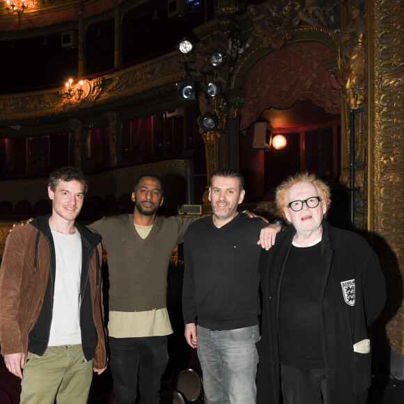 Exclusif - Cyril Guelle, Stomy Bugsy, David Desclos (ancien détenu, acteur et co-auteur de la pièce), Dominique Coubes - Répétition de la pièce de théâtre "Un Jour J'irai à Détroit !" au théâtre du Gymnase Marie Bell à Paris, France, le 20 janvie 2020. C'est sur une note historique et de devoir que S.Bugsy et D.Desclos ont souhaité au travers d'une pièce de théâtre, montrer et partager le combat des révoltés tirailleurs sénégalais, massacrés par l'armée française à Thiaroye le 01 décembre 1944. Mise en scène par D.Coubes. © Ccoadic Guirec/Bestimage