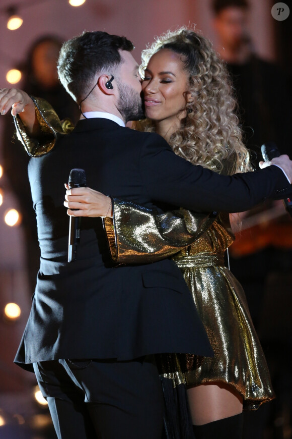 Leona Lewis et Calum Scott lors de l'émission de télévision The One Show à Londres, Royaume Uni, le 14 février 2018.