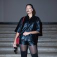 Alicia Aylies assiste au défilé Antonio Grimaldi, collection Haute Couture printemps-été 2020, au Palais de la découverte. Paris, le 20 janvier 2020.