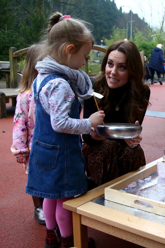 Kate Middleton, duchesse de Cambridge, en visite au centre pour enfants "Ely & Caerau" à Cardiff. Le 22 janvier 2020