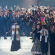 Boy George anime le final du défilé Jean Paul Gaultier, collection Haute Couture printemps-été 2020 au Théâtre du Châtelet. Paris, le 22 janvier 2020.