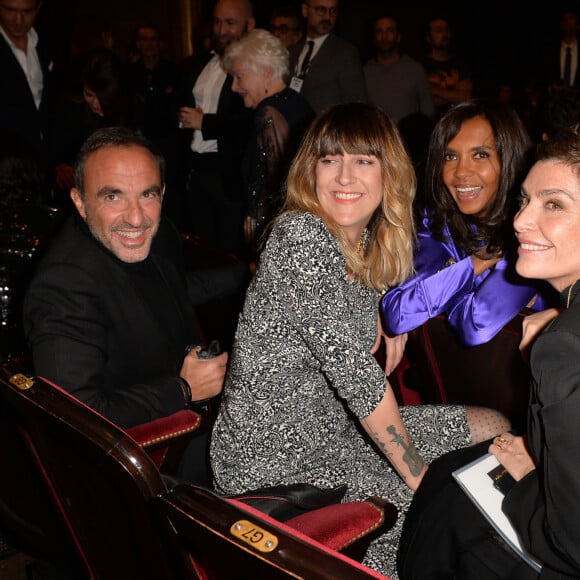 Nikos Aliagas, Daphné Bürki, Karine Le Marchand et Daphné Roulier assistent au défilé de mode Haute-Couture printemps-été 2020 "Jean-Paul Gaultier" au théâtre du Châtelet à Paris le 22 janvier 2020. © Christophe Clovis - Veeren Ramsamy / Bestimage