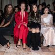 Madalina Ghenea, Lara Lieto et Araya Hargate assistent au défilé Zuhair Murad, collection Haute Couture printemps-été 2020, à l'Hôtel Potocki. Paris, le 22 janvier 2020.