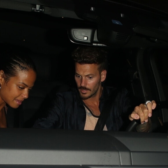 Christina Milian enceinte est allée diner avec sa fille et son compagnon Matt Pokora au restaurant Madeo dans le quartier de Beverly Hills à Los Angeles. Le 8 août 2019