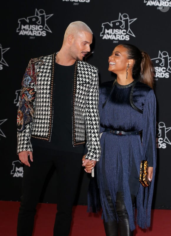 Le chanteur français M. Pokora (Matt Pokora) et sa compagne la chanteuse américaine Christina Milian - 19ème édition des NRJ Music Awards à Cannes le 4 novembre 2017. © Dominique Jacovides/Bestimage