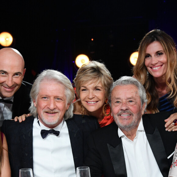 Iris Mittenaere, Nicolas Canteloup, Patrick Sébastien, Véronique Jannot, Alain Delon, Sophie Thalmann et Adriana Karembeu - Enregistrement de l'émission "Les 20 ans du Plus Grand Cabaret du Monde" dans la Salle des Etoiles à Monaco, qui sera diffusée le 16 juin sur France 2, le 1 juin 2018. © A.Bahi-B.Bebert / Bestimage