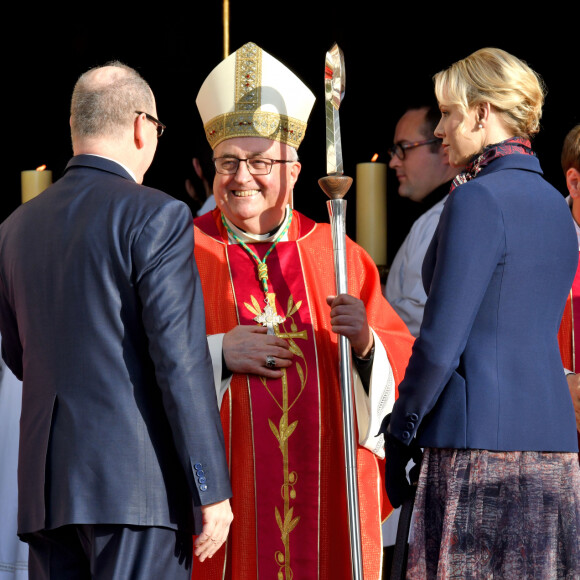 Le prince Albert II de Monaco et sa femme la princesse Charlene ont assisté à la traditionnelle messe durant la célébration de la Sainte Dévote, Sainte patronne de Monaco, à Monaco le 27 janvier 2020. © Bruno Bebert/Bestimage
