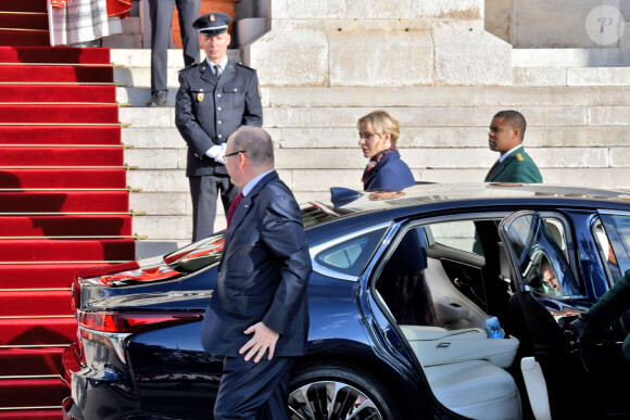Le prince Albert II de Monaco et sa femme la princesse Charlene ont assisté à la traditionnelle messe durant la célébration de la Sainte Dévote, Sainte patronne de Monaco, à Monaco le 27 janvier 2020. © Bruno Bebert/Bestimage