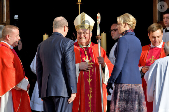 Le prince Albert II de Monaco et sa femme la princesse Charlene ont assisté à la traditionnelle messe durant la célébration de la Sainte Dévote, Sainte patronne de Monaco, à Monaco le 27 janvier 2020. © Bruno Bebert/Bestimage