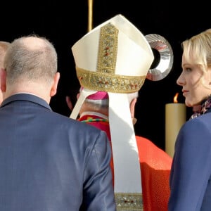 Le prince Albert II de Monaco et sa femme la princesse Charlene ont assisté à la traditionnelle messe durant la célébration de la Sainte Dévote, Sainte patronne de Monaco, à Monaco le 27 janvier 2020. © Bruno Bebert/Bestimage