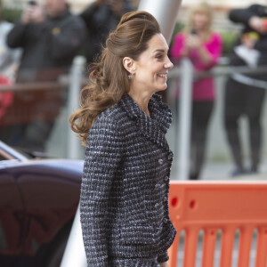 Kate Middleton, duchesse de Cambridge, arrive à un atelier organisé par le programme hospitalier de la National Portrait Gallery à l'Evelina Children's Hospital à Londres, Royaume Uni, le 28 janvier 2020.