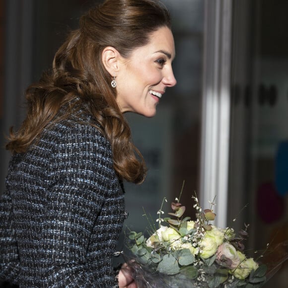 Kate Middleton, duchesse de Cambridge, arrive à un atelier organisé par le programme hospitalier de la National Portrait Gallery à l'Evelina Children's Hospital à Londres, Royaume Uni, le 28 janvier 2020.