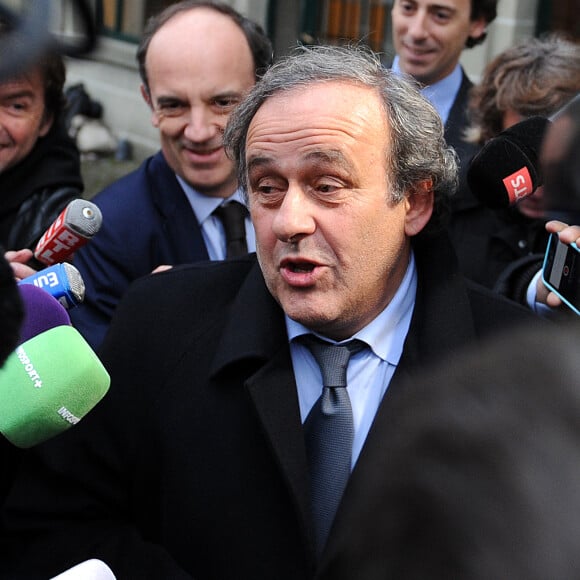 Michel Platini quitte le Tribunal Arbitral du Sport (TAS) à Lausanne le 8 décembre 2015. © Raphael Dufour / Bestimage