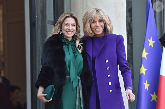 La première dame Brigitte Macron accueille Fabiola Yanez, la femme du président de l'Argentine, au palais de l'Elysée à Paris le 5 février 2020. © Giancarlo Gorassini / Bestimage