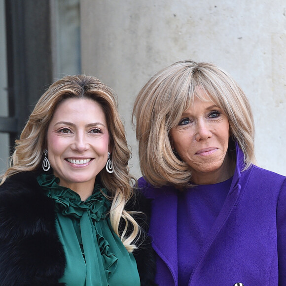 La première dame Brigitte Macron accueille Fabiola Yanez, la femme du président de l'Argentine, au palais de l'Elysée à Paris le 5 février 2020. © Giancarlo Gorassini / Bestimage