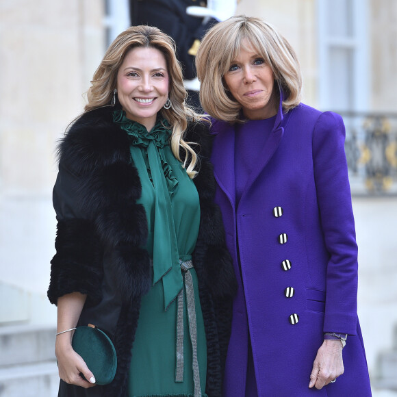 La première dame Brigitte Macron accueille Fabiola Yanez, la femme du président de l'Argentine, au palais de l'Elysée à Paris le 5 février 2020. © Giancarlo Gorassini / Bestimage