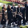 Catherine Zeta-Jones avec son fils Dylan Michael Douglas, sa belle-mère Anne Buydens - K. Douglas a été enterré dans un service funéraire privé en présence de ses amis et de sa famille les plus proches au Westwood Memorial de Los Angeles, le 7 février 2020.
