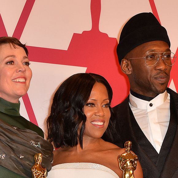 Rami Malek (Oscar du meilleur acteur pour le film "Bohemian Rhapsody"), Olivia Colman (Oscar de la meilleure actrice pour le film "La Favorite"), Regina King (Oscar de la meilleure actrice dans un second rôle pour le film "Si Beale Street pouvait parler"), Mahershala Ali (Oscar du meilleur acteur dans un second rôle pour le film "Green Book : Sur les routes du sud") - Pressroom de la 91e cérémonie des Oscars 2019 au théâtre Dolby à Los Angeles, le 24 février 2019.