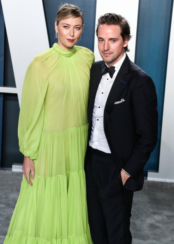 Maria Sharapova et son compagnon Alexander Gilkes assistent à la soirée "Vanity Fair Oscar Party" après la 92ème cérémonie des Oscars 2019 au Wallis Annenberg Center for the Performing Arts. Los Angeles, le 9 février 2020.