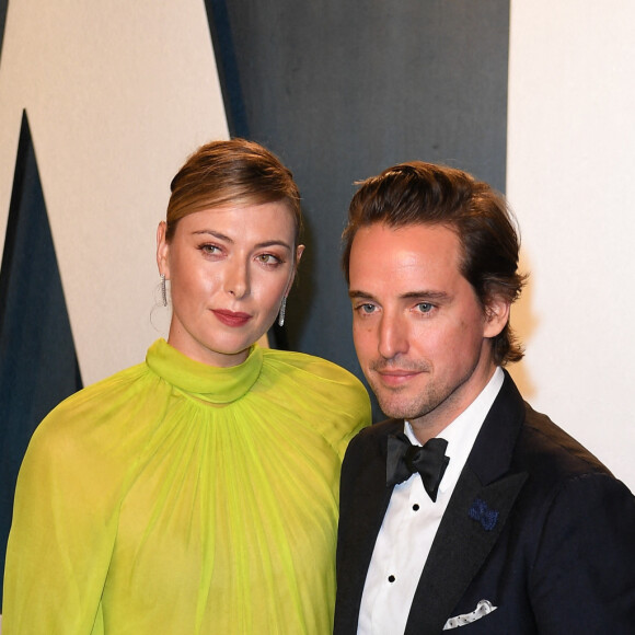 Maria Sharapova et son compagnon Alexander Gilkes assistent à la soirée "Vanity Fair Oscar Party" après la 92ème cérémonie des Oscars 2019 au Wallis Annenberg Center for the Performing Arts. Los Angeles, le 9 février 2020.