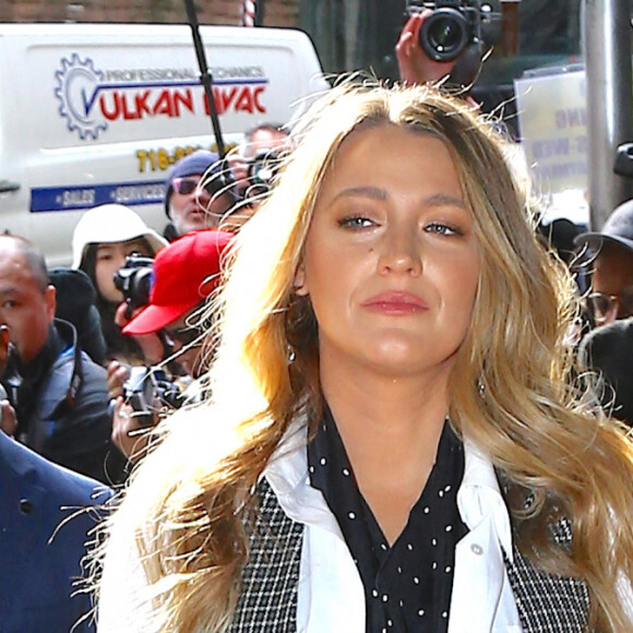 Blake Lively arrive à l'American Stock Exchange pour assister au défilé Michael Kors Collection. New York, le 12 février 2020.