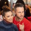 Christian Millette et Denitsa Ikonomova- Record du monde du plus grand Italian Kiss, le plus grand nombre de couples mangeant le même spaghetti, au restaurant Vapiano de La Défense, à Paris, le 14 février 2020, pour la Saint-Valentin.