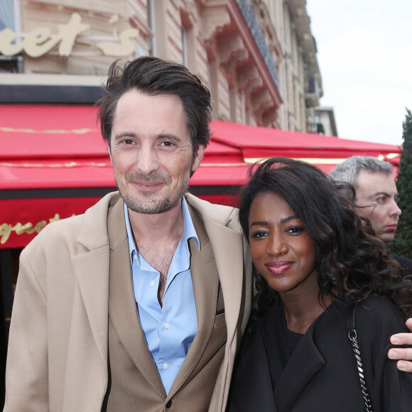 Vincent Cerutti et sa compagne Hapsatou Sy - Arrivées au "Déjeuner des Nommés de la 45ème édition des César 2020" au restaurant le Fouquet's à Paris. Le 9 février 2020  Arrivals at the Cesar 2020 nominee luncheon at Le Fouquet's restaurant in Paris, France. On February 9th 2020.09/02/2020 - Paris