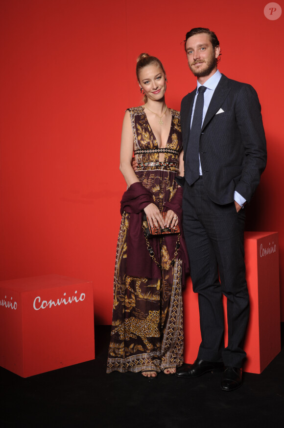 Beatrice Borromeo, parée de bijoux Buccellati, et son mari Pierre Casiraghi en juin 2016 à la soirée Convivio à Milan.