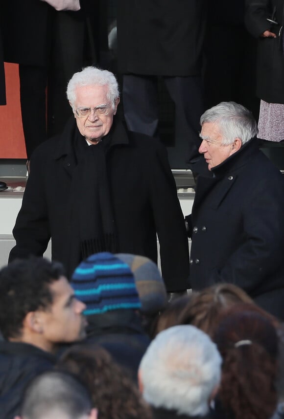 Lionel Jospin et Jean Glavany lors des obsèques de Michel Charasse en présence du Président de la République à Puy-Guillaume dans le Puy-de-Dôme le 26 février 2020. © Patrick Bernard / Bestimage