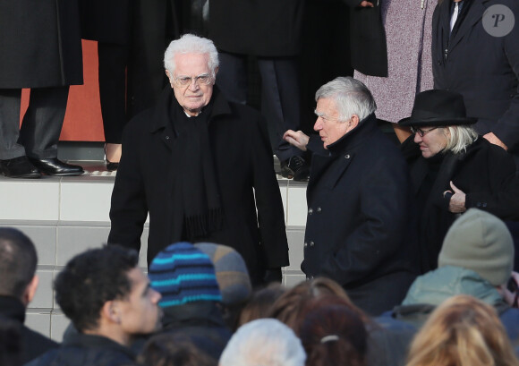 Lionel Jospin et Jean Glavany lors des obsèques de Michel Charasse en présence du Président de la République à Puy-Guillaume dans le Puy-de-Dôme le 26 février 2020. © Patrick Bernard / Bestimage