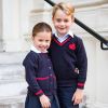 Le prince William et Kate Middleton, duchesse de Cambridge, emmènent leur fille la princesse Charlotte de Cambridge avec leur fils le prince George à l'école "Thomas's Battersea" le jour de la rentrée scolaire, le 5 septembre 2019.