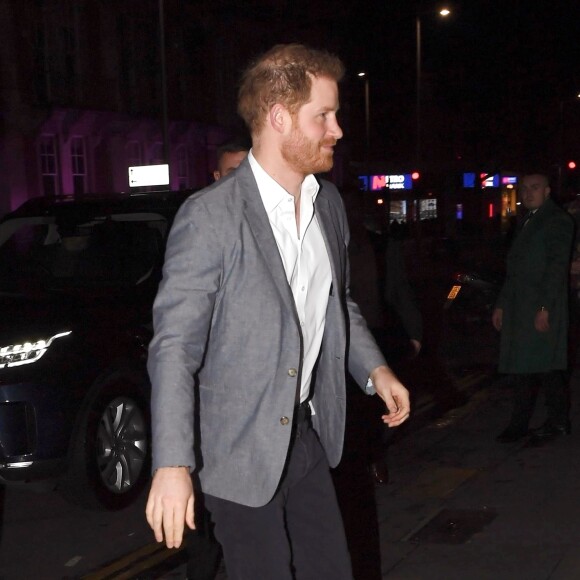 Prince Harry, duc de Sussex - Le prince Harry, duc de Sussex, confie sa "grande tristesse" de devoir se mettre en retrait de la famille royale lors du dîner "Universal Music Awards" au restaurant "The Ivy Chelsea Garden" à Londres, le 19 janvier 2020.