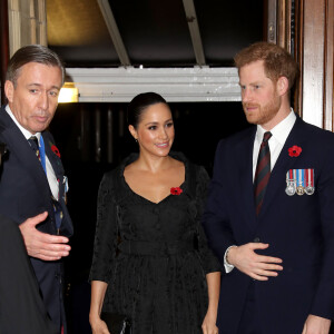 Le prince Harry, duc de Sussex, et Meghan Markle, duchesse de Sussex - La famille royale assiste au Royal British Legion Festival of Remembrance au Royal Albert Hall à Kensington, Londres, le 9 novembre 2019.