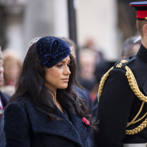 Le prince Harry, duc de Sussex, et Meghan Markle, duchesse de Sussex, assistent au 91ème 'Remembrance Day', une cérémonie d'hommage à tous ceux qui sont battus pour la Grande-Bretagne, à Westminster Abbey, le 7 novembre 2019.