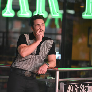 James Franco sur le tournage de la dernière saison de la série 'The Deuce' à New York, le 13 juillet 2019.