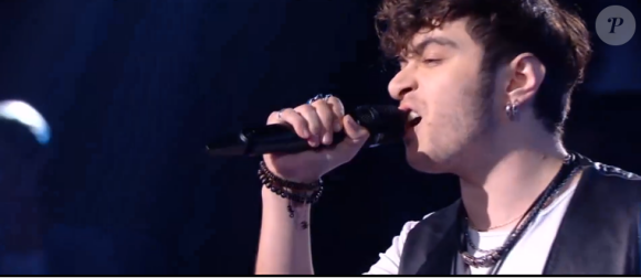 Sam et Romain s'affrontent lors des battles de "The Voice" - Talents de l'équipe de Lara Fabian. Emission du samedi 7 mars 2020, TF1