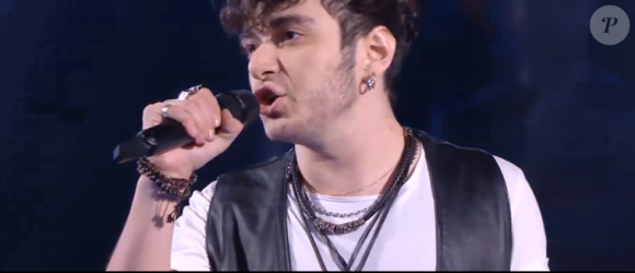 Sam et Romain s'affrontent lors des battles de "The Voice" - Talents de l'équipe de Lara Fabian. Emission du samedi 7 mars 2020, TF1