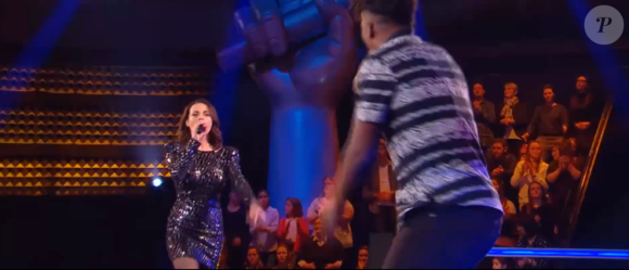 Tom et Alexia s'affrontent lors des battles de "The Voice" - Talents de l'équipe de Amel Bent. Emission du samedi 7 mars 2020, TF1