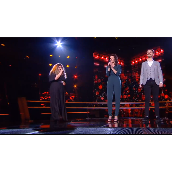 Maria, Amaury et Sheyen s'affrontent lors des battles de "The Voice" - Talents de Lara Fabian. Emission du samedi 7 mars 2020, TF1