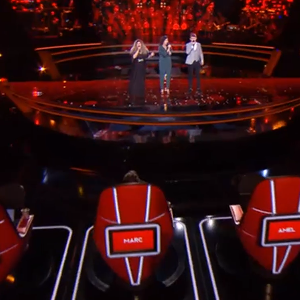 Maria, Amaury et Sheyen s'affrontent lors des battles de "The Voice" - Talents de Lara Fabian. Emission du samedi 7 mars 2020, TF1